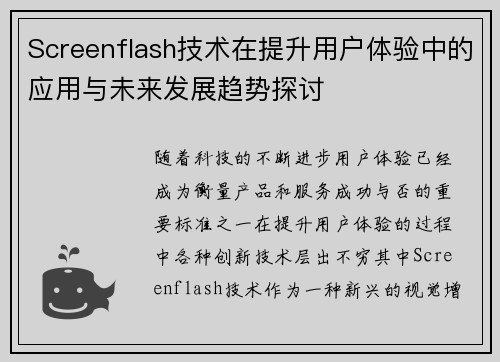 Screenflash技术在提升用户体验中的应用与未来发展趋势探讨